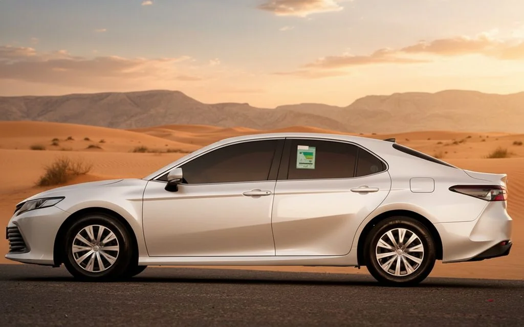 Toyota Camry 2023 White side profile – rental in Dubai