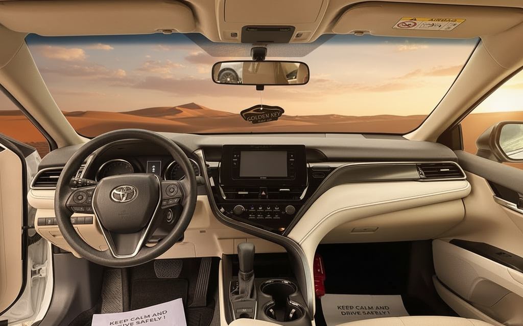 Toyota Camry 2023 interior view showing trim – rental in Dubai