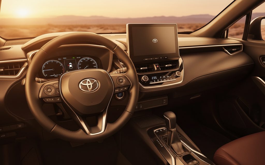 Toyota CorollaCross 2025 interior view showing trim – rental in Dubai