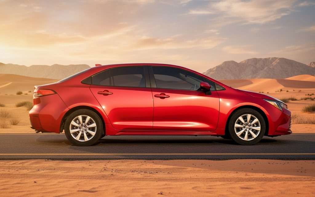 Toyota Corolla 2020 Red side profile – rental in Dubai
