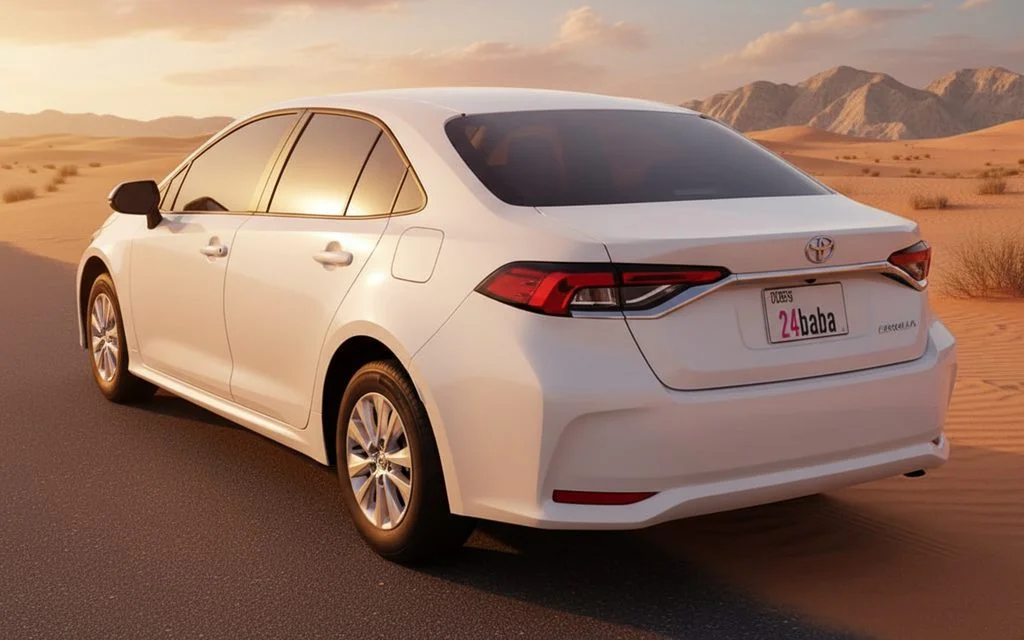 Toyota Corolla 2023 White rear view showing taillights – rental in Dubai
