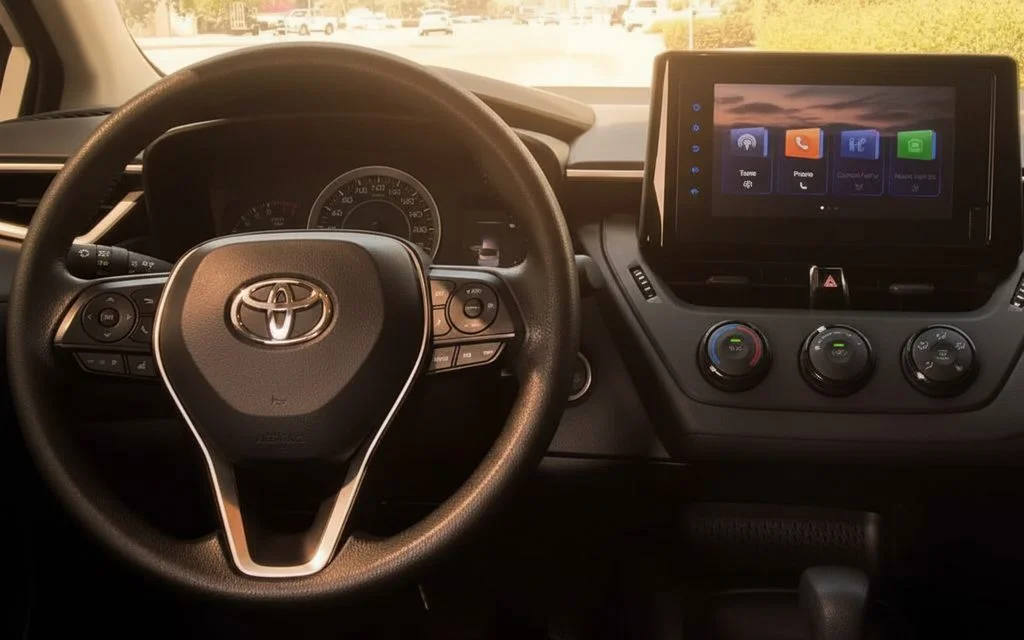 Toyota Corolla 2023 interior view showing trim – rental in Dubai