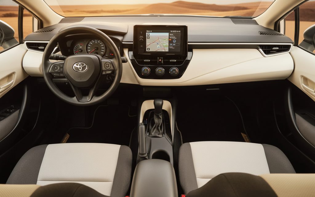 Toyota Corolla 2024 interior view showing trim – rental in Dubai