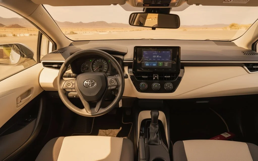 Toyota Corolla 2024 interior view showing trim – rental in Dubai