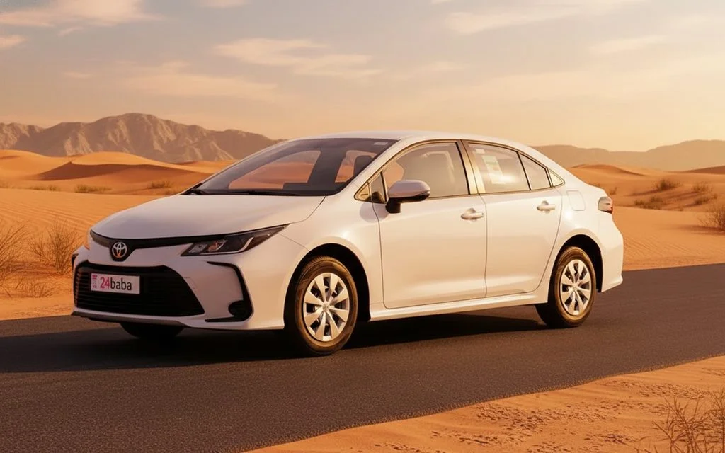 Toyota Corolla 2024 White side profile – rental in Dubai