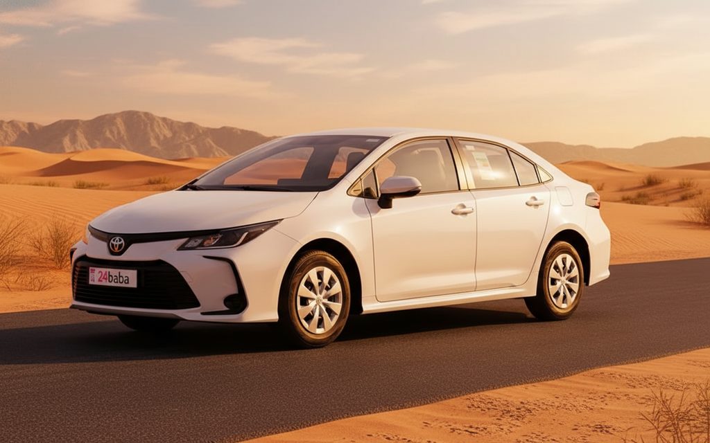 Toyota Corolla 2024 White side profile – rental in Dubai