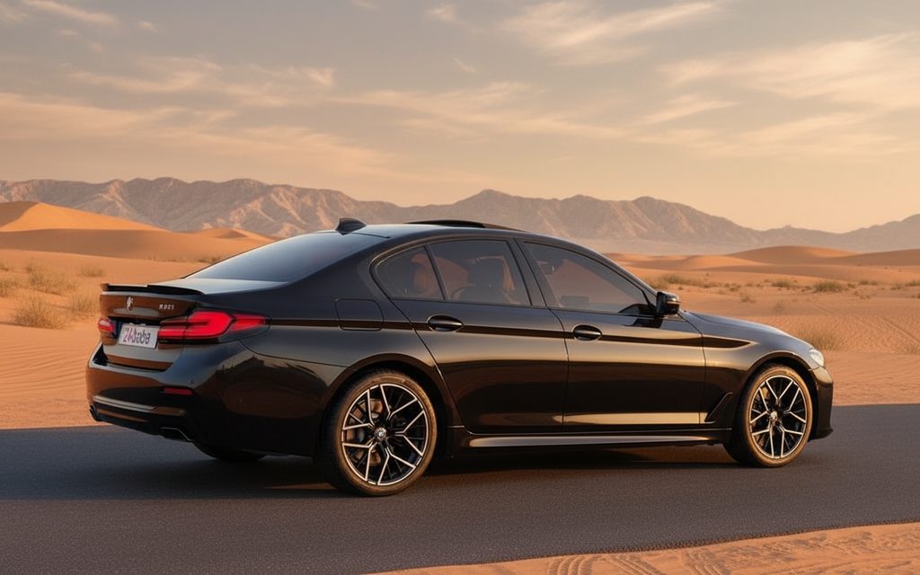 Bmw 520 2021 Black rear view showing taillights