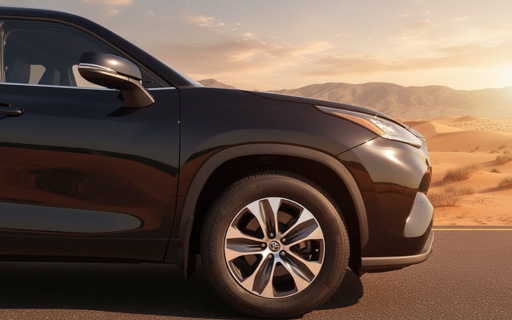 Toyota Highlander 2022 Black side profile – rental in Dubai