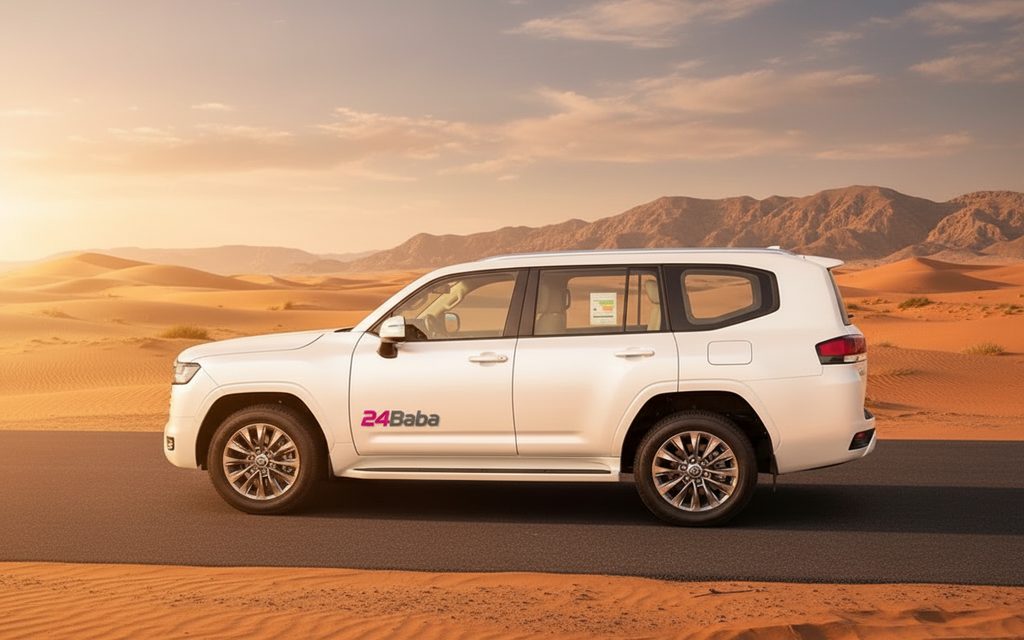 Toyota LandCruiser 2022 White side profile – rental in Dubai
