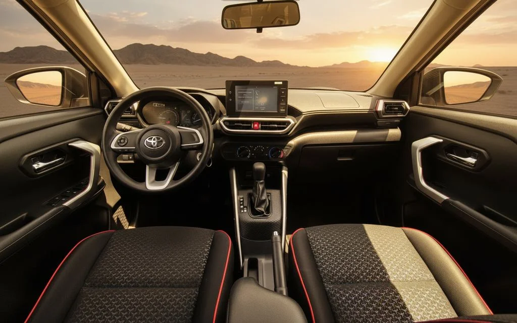 Toyota Raize 2023 interior view showing trim – rental in Dubai