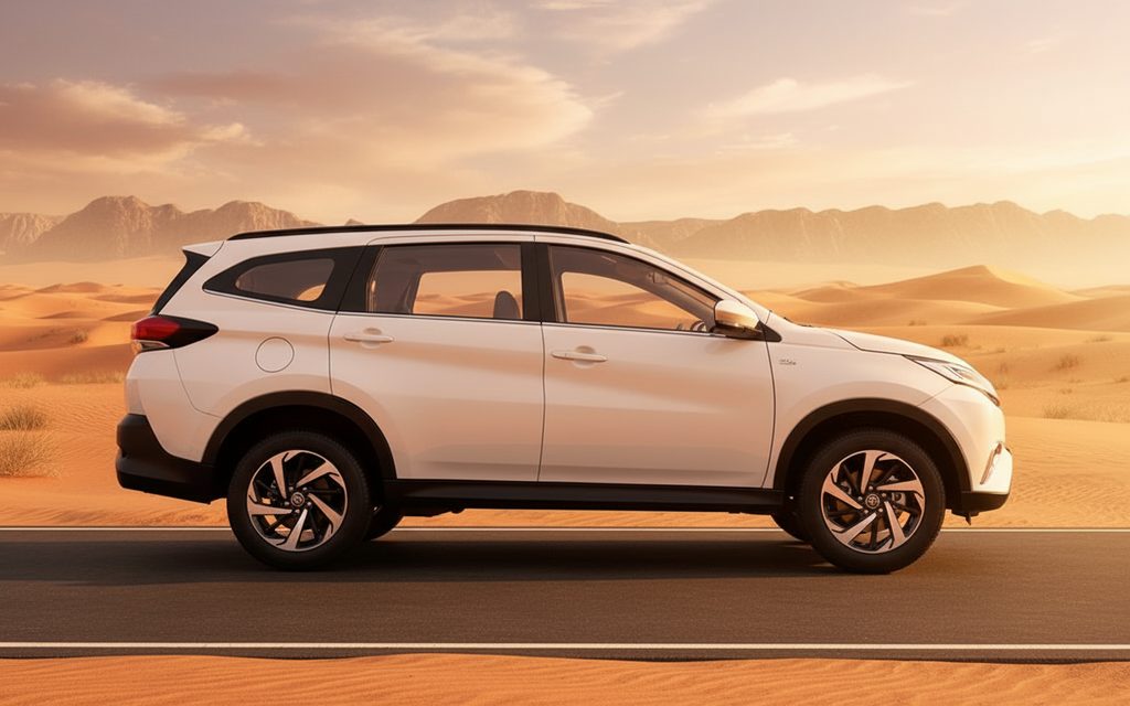 Toyota Rush 2023 White side profile – rental in Dubai