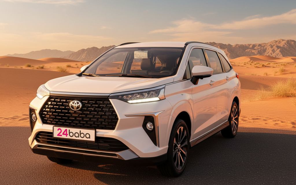 Toyota Veloz 2023 White front view with headlights – rental in Dubai