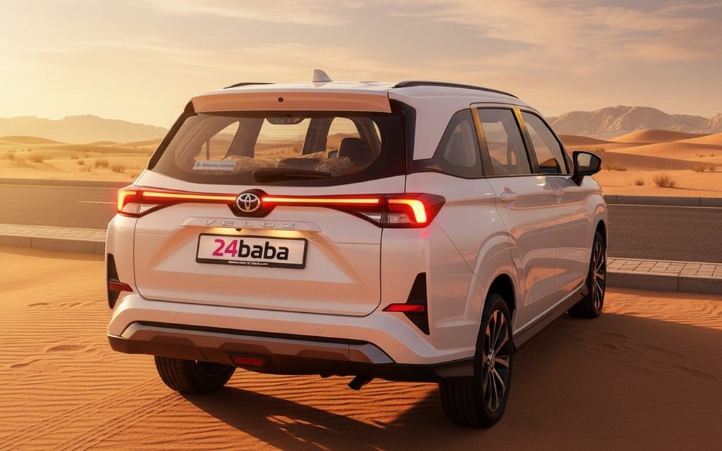 Toyota Veloz 2023 White rear view showing taillights – rental in Dubai