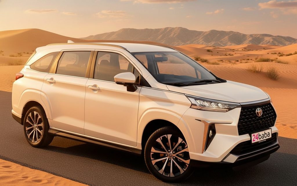 Toyota Veloz 2024 White front view with headlights – rental in Dubai