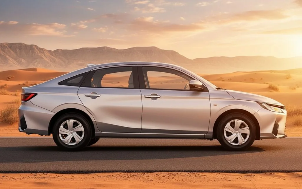 Toyota Yaris 2023 Silver side profile – rental in Dubai