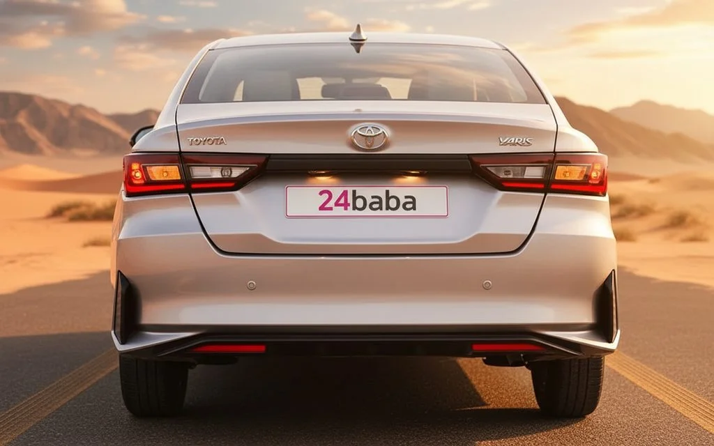 Toyota Yaris 2023 Silver rear view showing taillights – rental in Dubai