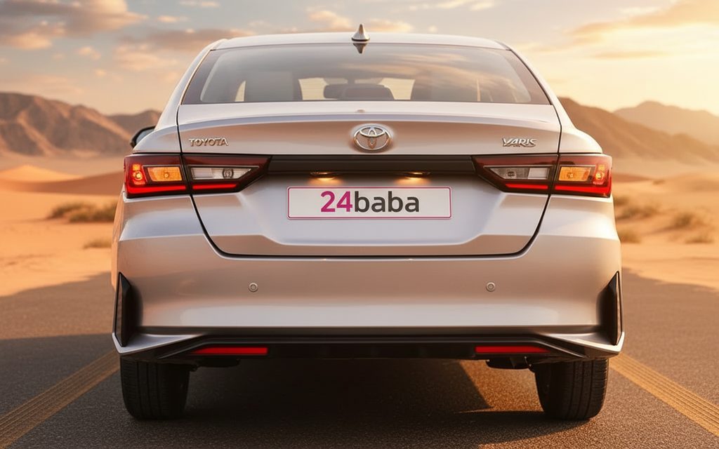 Toyota Yaris 2023 Silver rear view showing taillights – rental in Dubai