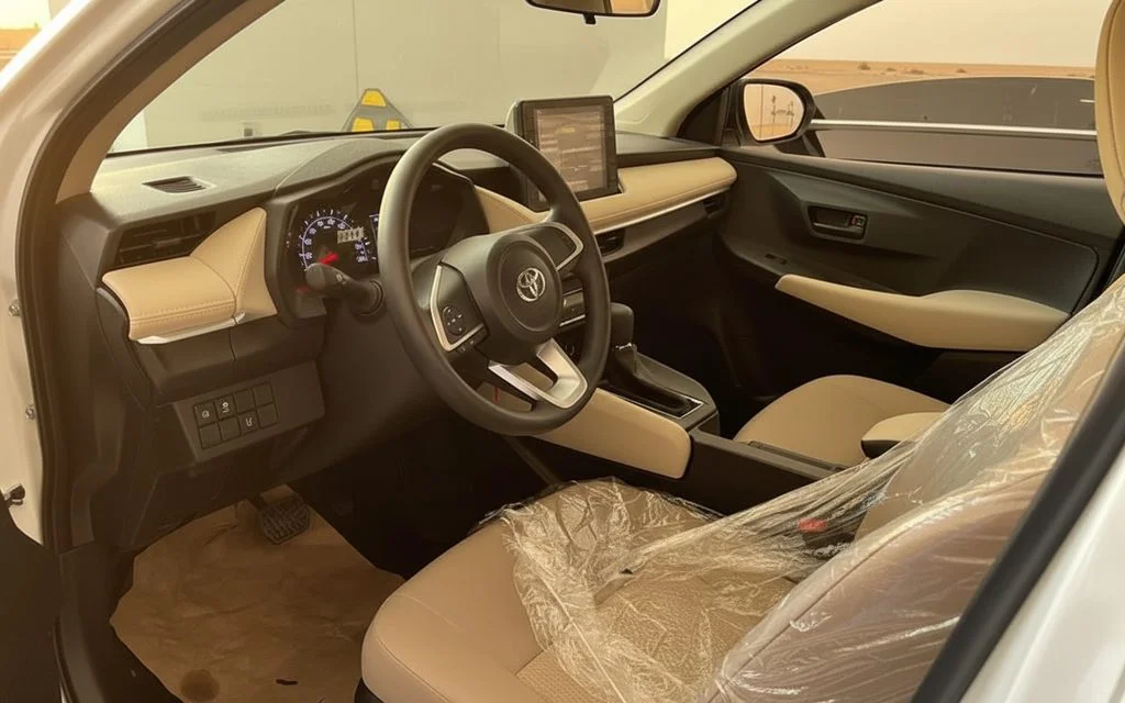 Toyota Yaris 2023 interior view showing trim – rental in Dubai
