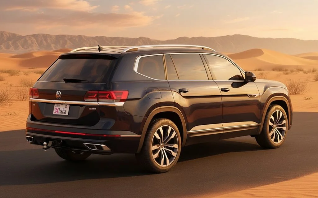 Volkswagen Atlas 2023 Black side profile – rental in Dubai