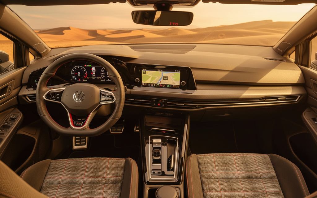 Volkswagen Golf 2024 interior view showing trim – rental in Dubai