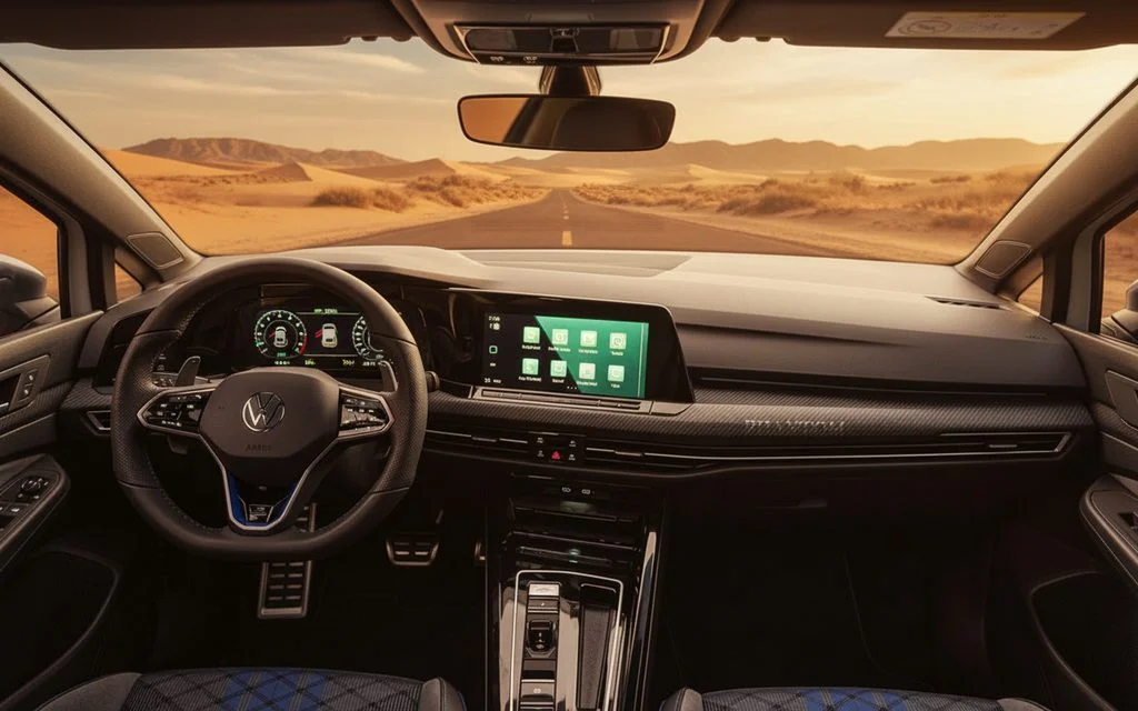 Volkswagen Golf 2024 interior view showing trim – rental in Dubai