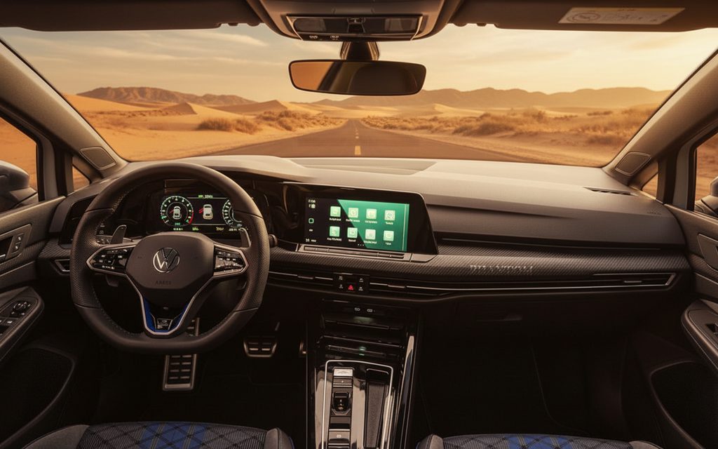 Volkswagen Golf 2024 interior view showing trim – rental in Dubai