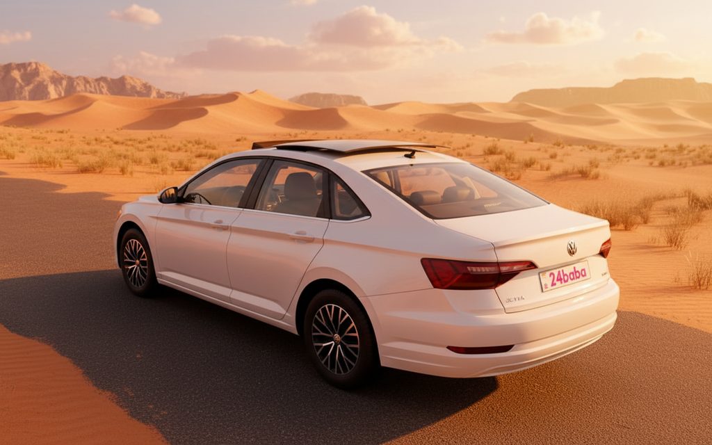 Volkswagen Jetta 2020 White rear view showing taillights – rental in Dubai