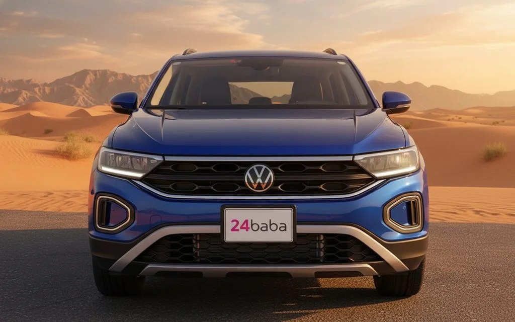 Volkswagen T Roc 2023 Blue front view with headlights – rental in Dubai