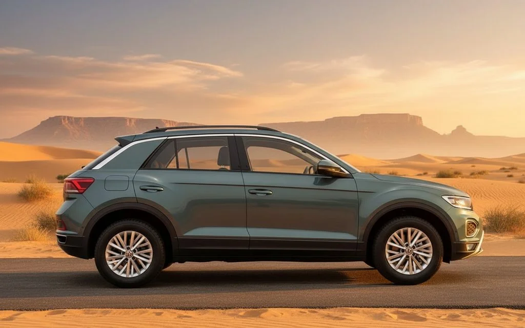 Volkswagen T Roc 2022 Dark Gray side profile – rental in Dubai