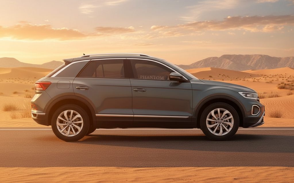 Volkswagen T Roc 2023 Grey side profile – rental in Dubai