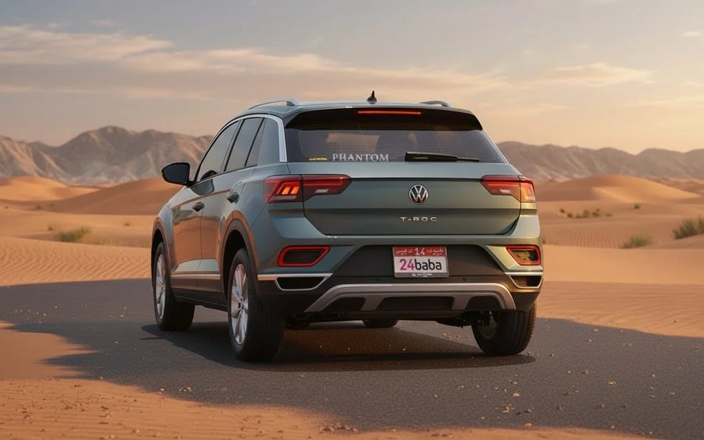 Volkswagen T Roc 2023 Grey rear view showing taillights – rental in Dubai