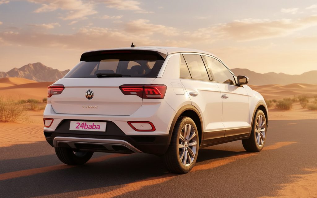 Volkswagen T Roc 2024 White rear view showing taillights – rental in Dubai