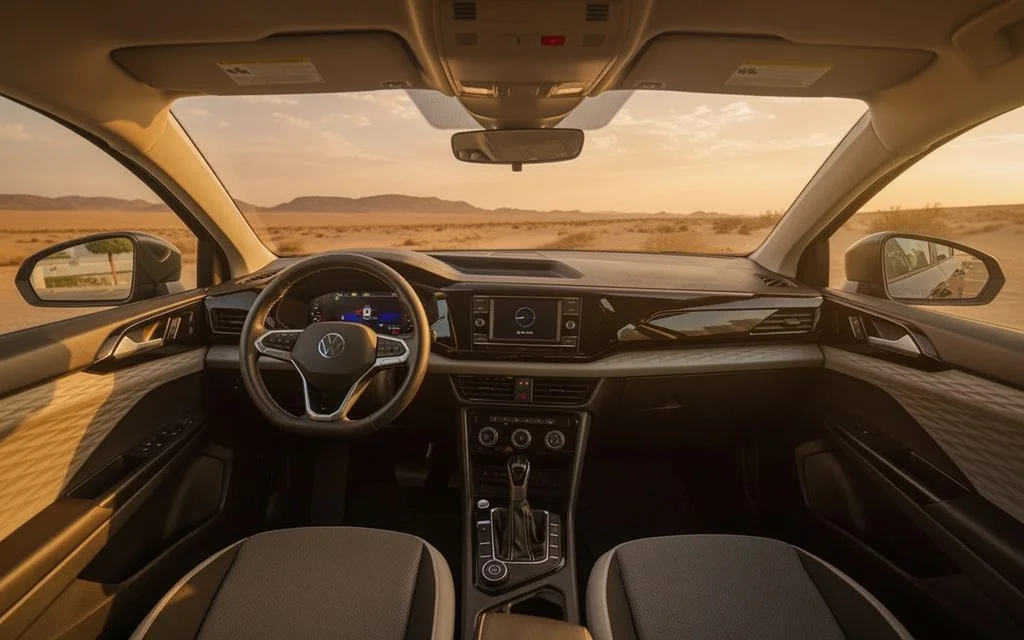 Volkswagen Taos 2023 interior view showing trim – rental in Dubai