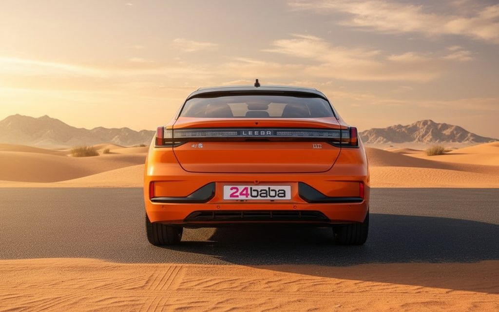 Zeekr 001 2023 Orange rear view showing taillights – rental in Dubai