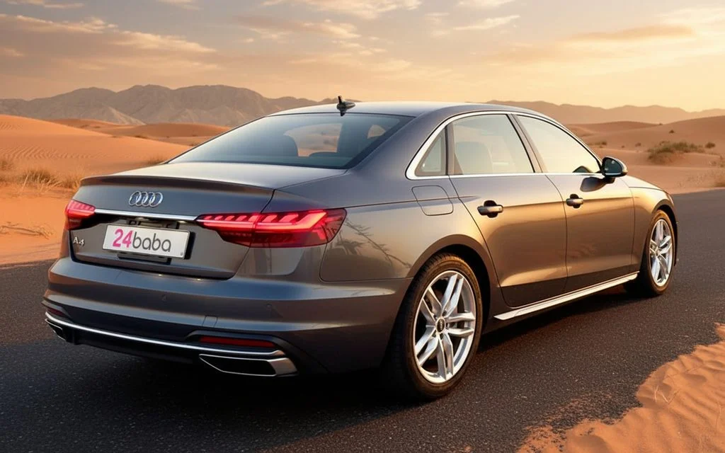 Audi A4 2022 Grey rear view showing taillights