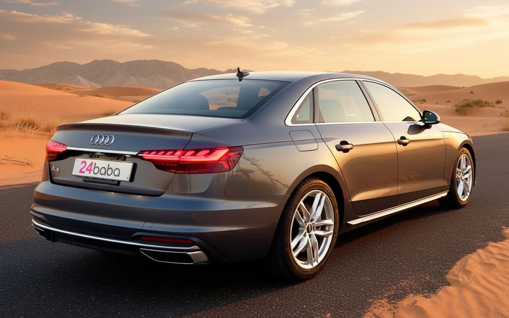 Audi A4 2022 Grey rear view showing taillights