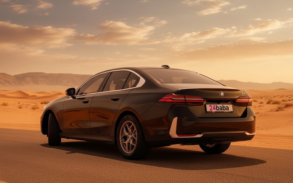 Bmw 520 2024 Black rear view showing taillights