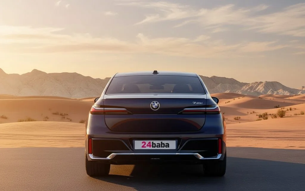 Bmw 730 2024 Black rear view showing taillights