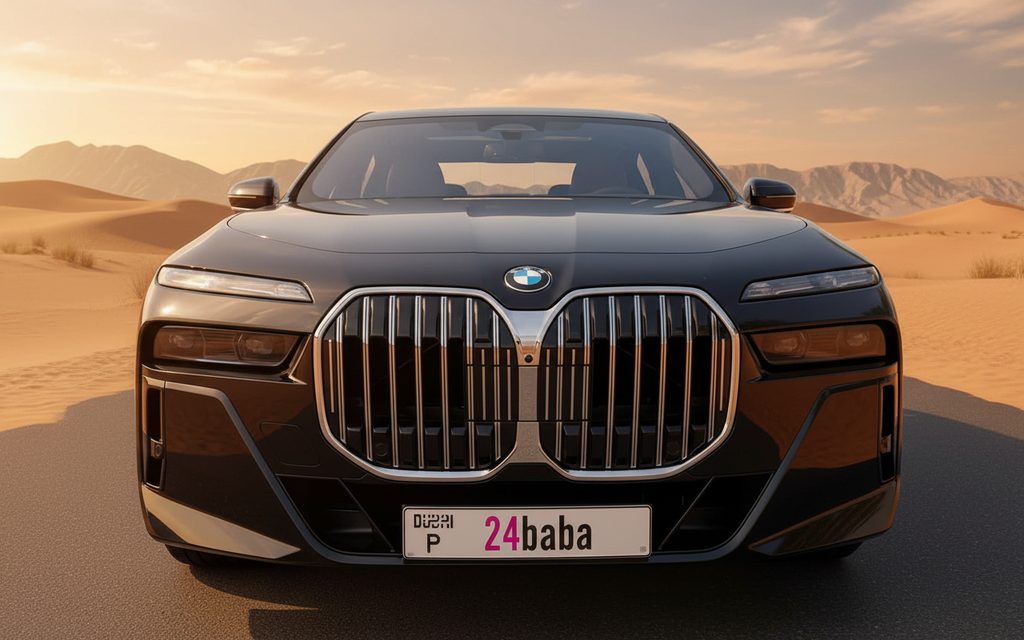 Bmw 735 2024 Black front view with headlights