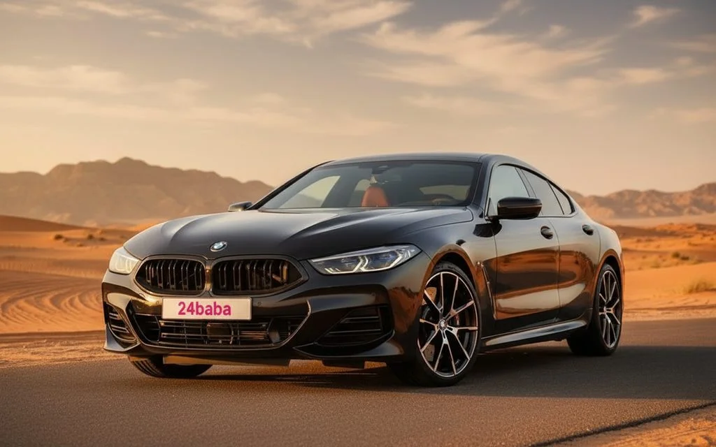 Bmw 840 2024 Black front view with headlights