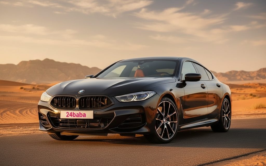 Bmw 840 2024 Black front view with headlights