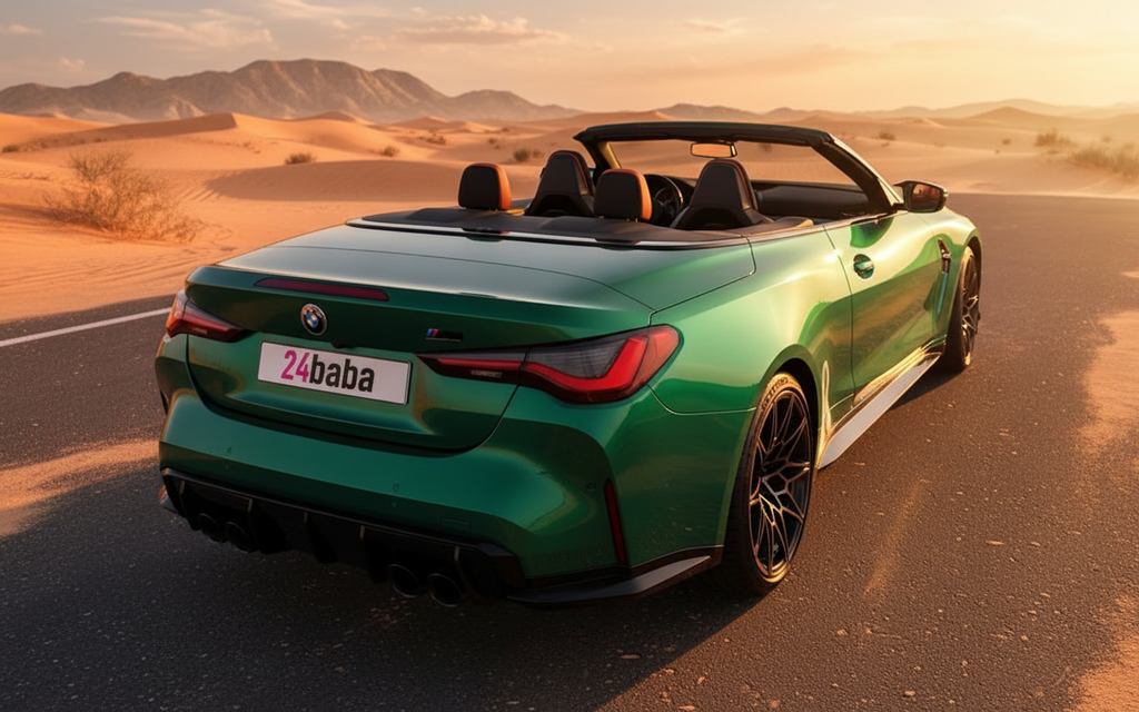 Bmw M4 2024 Green rear view showing taillights