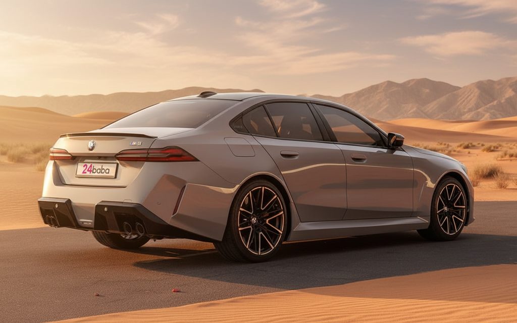 Bmw M5 2025 Grey rear view showing taillights