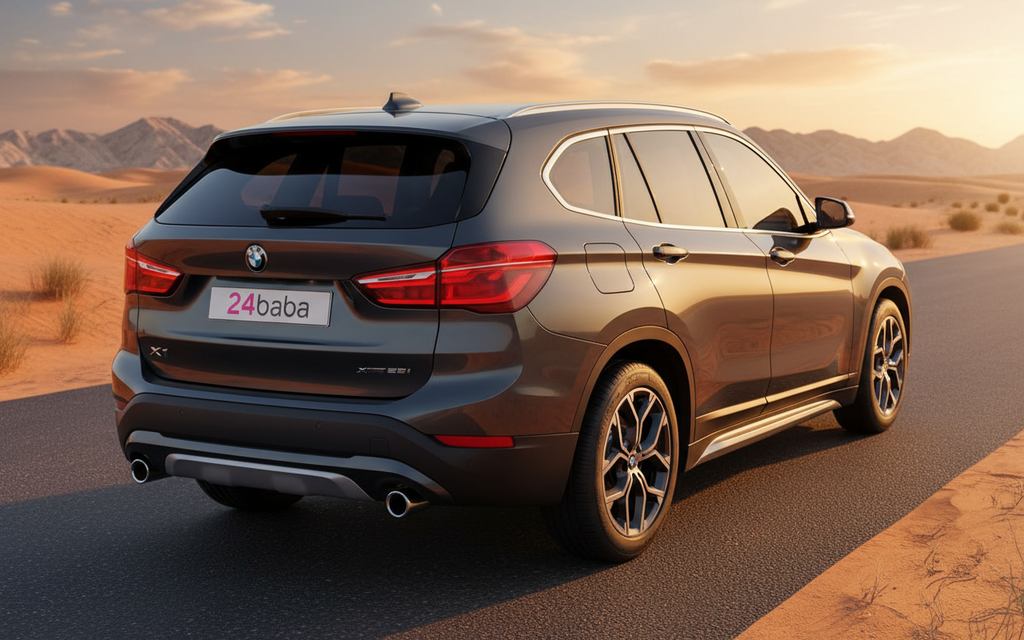 Bmw X1 2021 Black rear view showing taillights