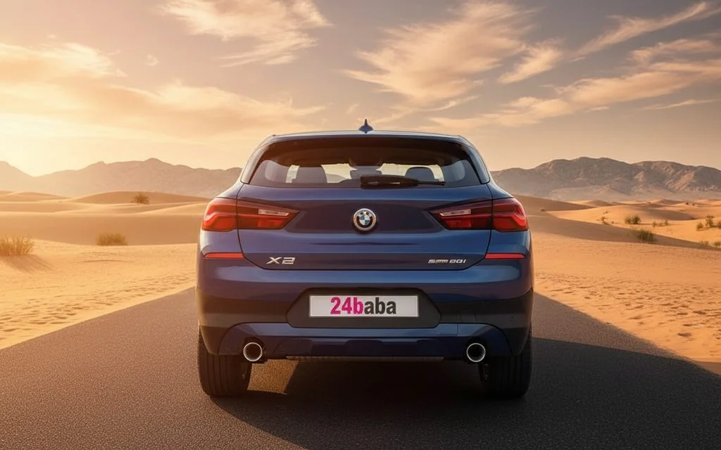 Bmw X2 2022 Blue rear view showing taillights
