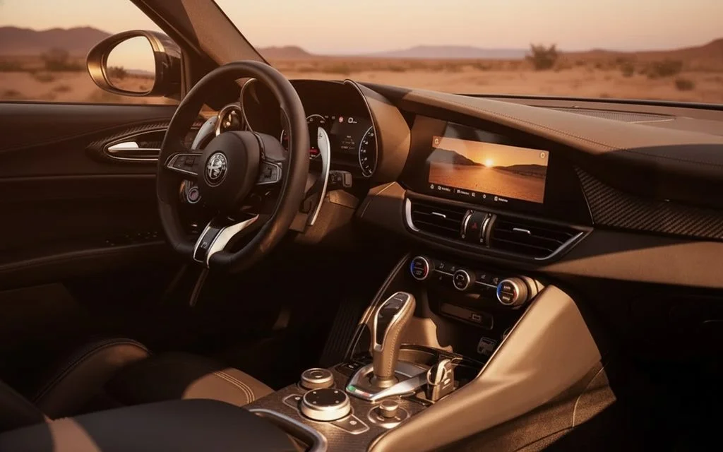 AlfaRomeo Giulia 2023 interior view showing trim – rental in Dubai