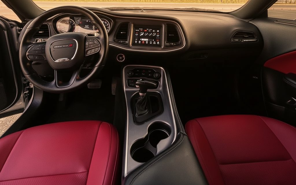 Dodge Challenger 2022 dashboard and infotainment – rental in Dubai
