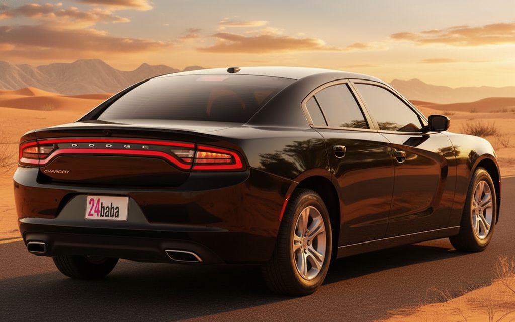 Dodge Charger 2022 Black rear view showing taillights