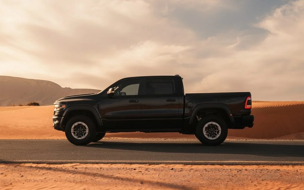Dodge Ram 2022 Black side profile – rental in Dubai