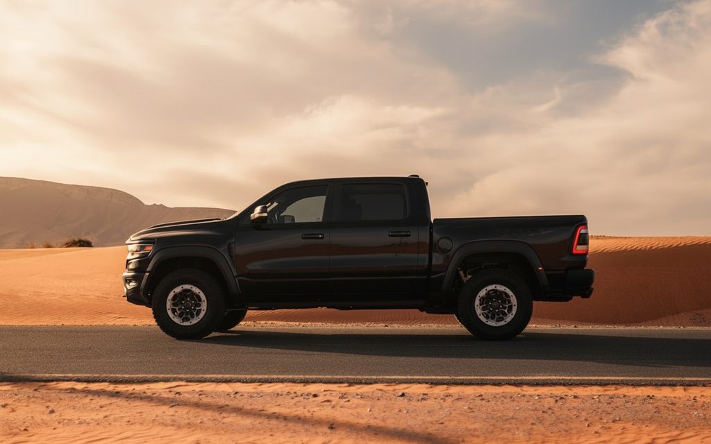 Dodge Ram 2022 Black side profile – rental in Dubai